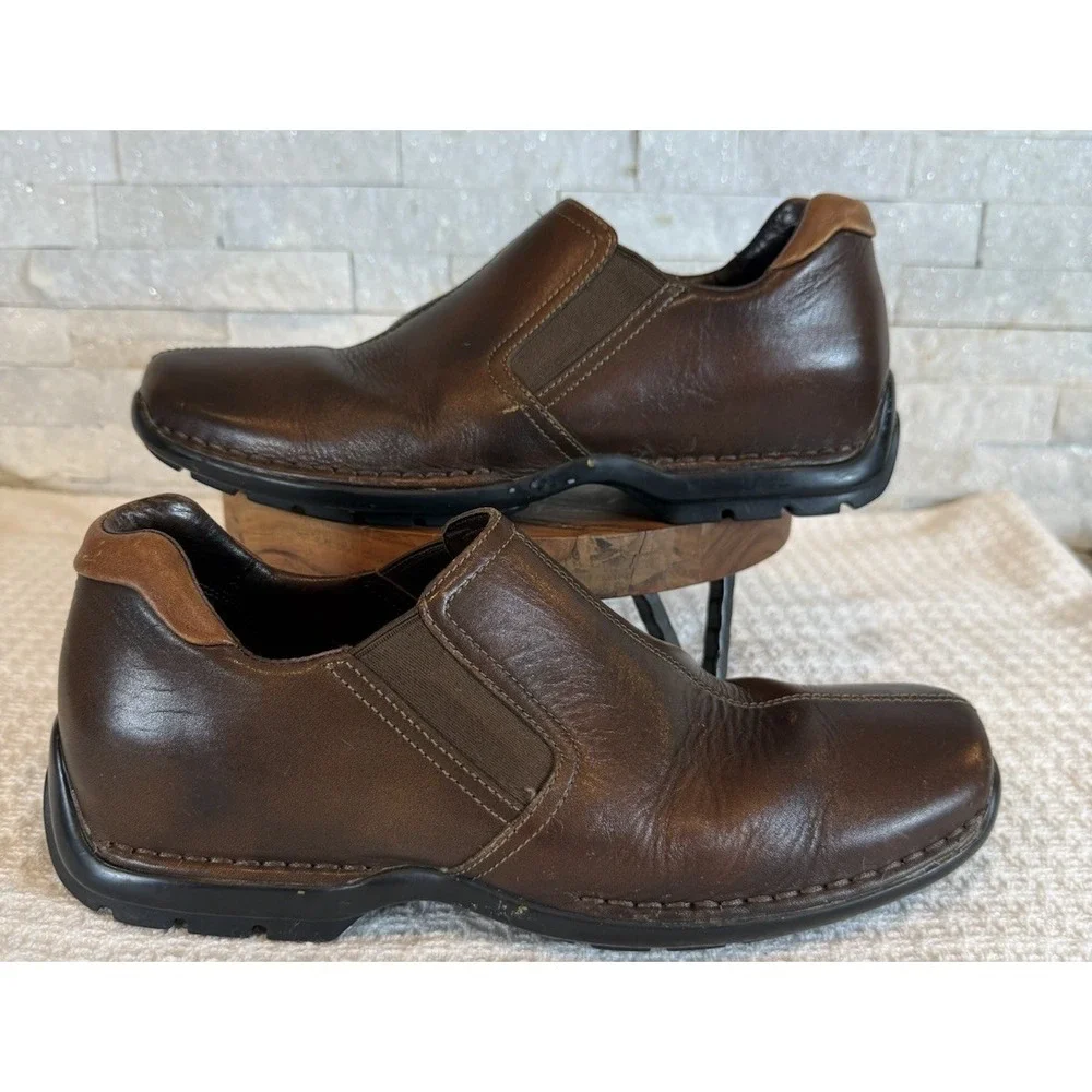 Men's Cole Haan Zeno Brown Leather Slip On Split Toe Loafers Size 8.5M